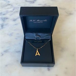 “A” Pendant Necklace w/ 18" Chain in 14KT Yellow Gold